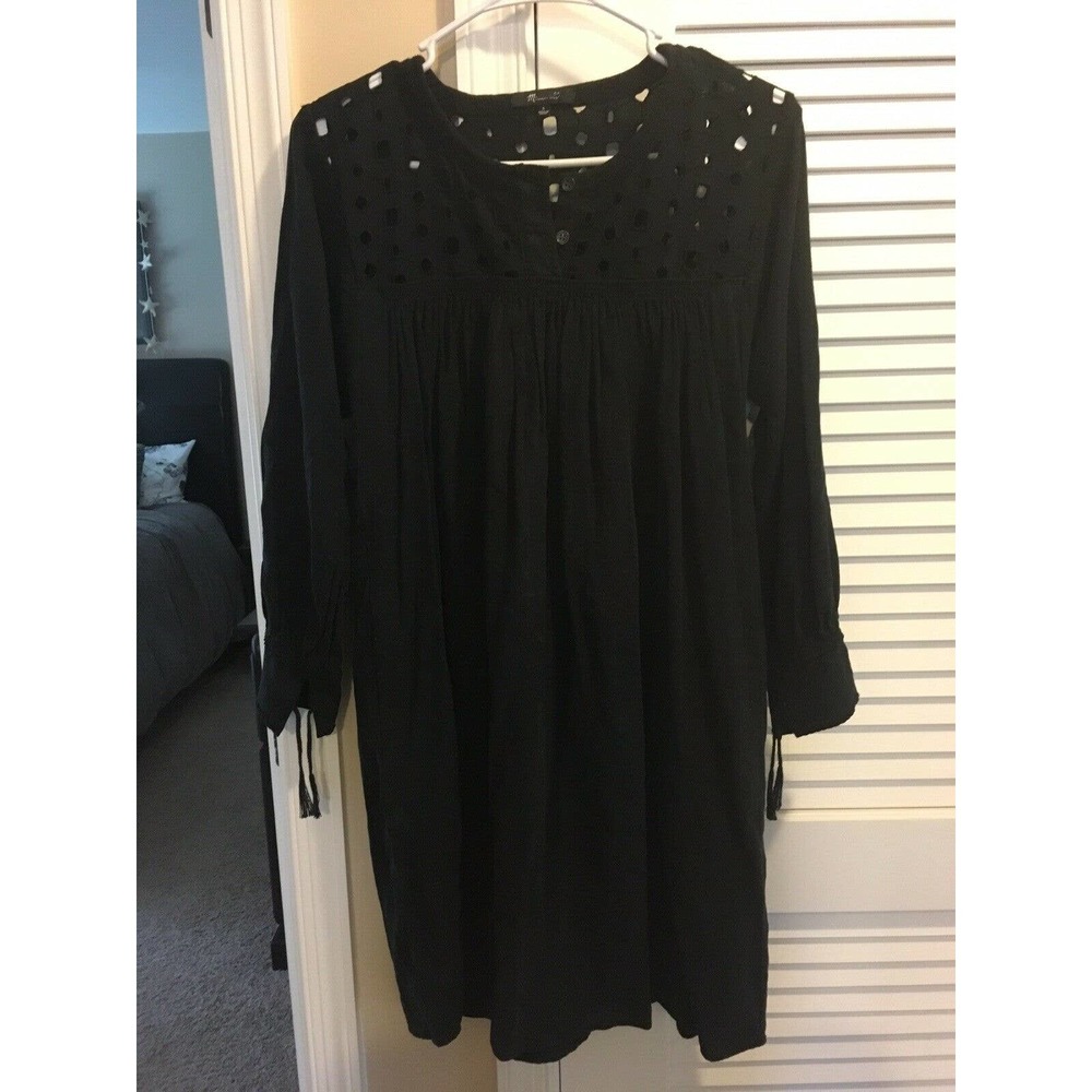 Madewell Long Sleeve Black Cut Out Dress Small